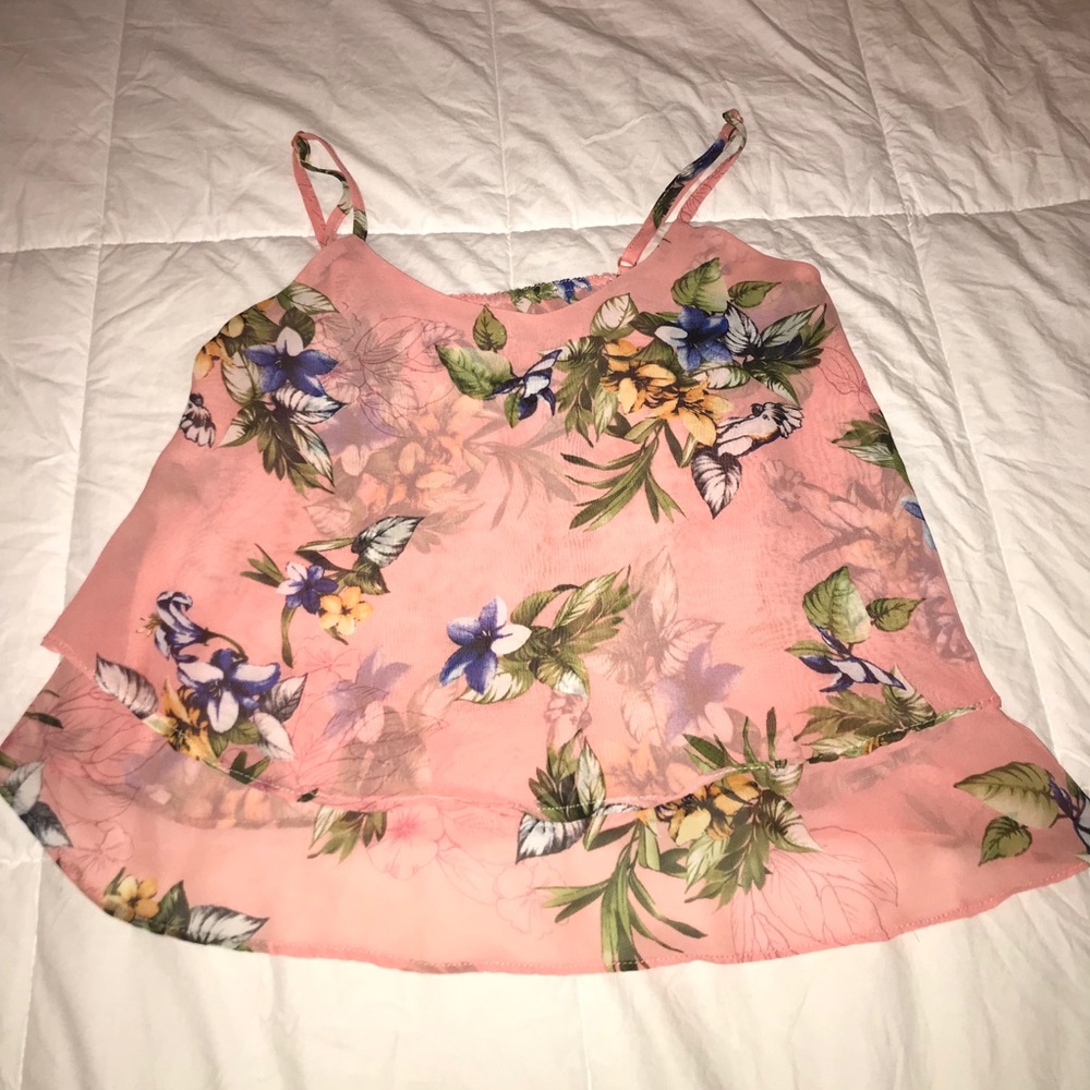 pink designed mesh cami